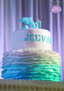 Ombre Ruffled Birthday Cake