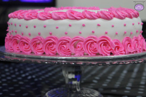 Rosette Pink Velvet Birthday Cake