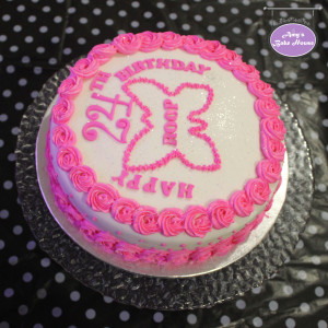 Rosette Pink Velvet Birthday Cake