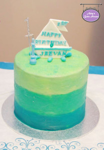 Blue Velvet Ombre Birthday Cake