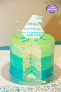 Blue Velvet Ombre Birthday Cake