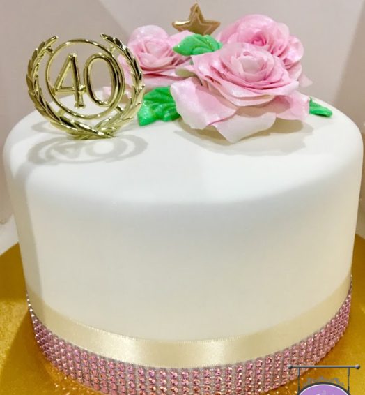 Rose Themed 40th Birthday Cake