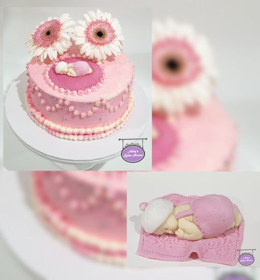 Baby Pink Themed Baby Shower Cake