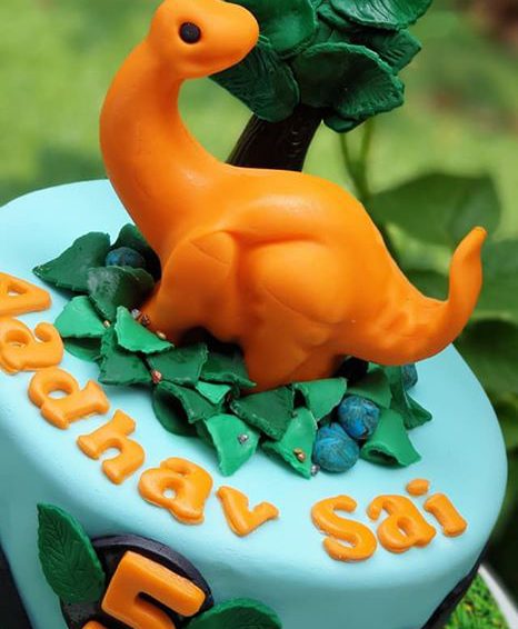Dinosaur Themed 5th Birthday Chocolate Cake