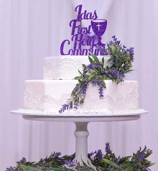 Elegant Lavender Themed First Holy Communion Cake