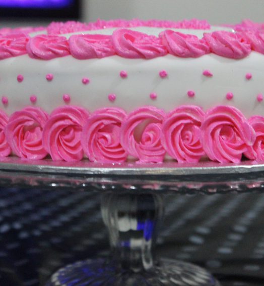 Rosette Pink Velvet Birthday Cake