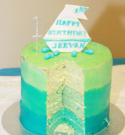 Blue Velvet Ombre Birthday Cake