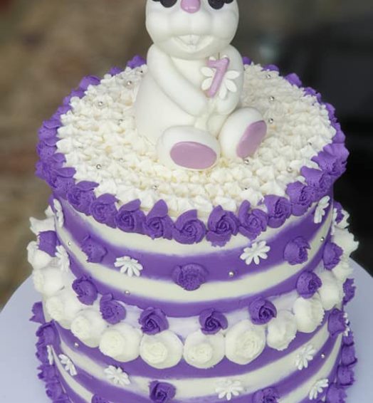 Bunny-Themed 1st Birthday Cake