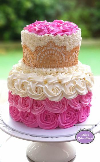 Beautiful Rosette Themed Cake