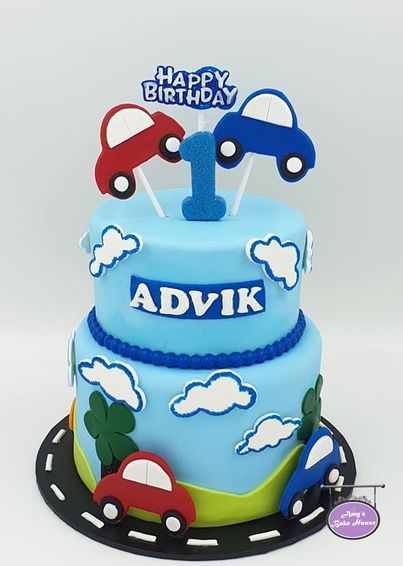 Car Themed 1st birthday Cake