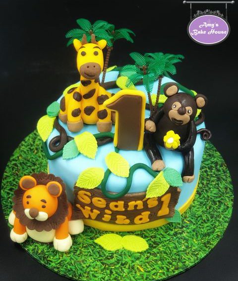 Jungle Themed Birthday Cupcakes Cake